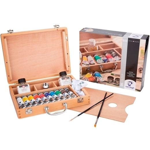 Talens Van Gogh Set Básico Caja De Madera 10 Tubos De 40Ml Pinturas Al Óleo + Accesorios C/Surtidos