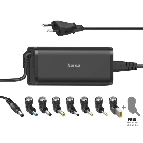 Hama Essential Fuente De Alimentacion Universal Para Portatil - Potencia 90W - Voltaje 15-19V - Cable De Entrada 1.2M - Cable De Salida 0.95M - Color Negro