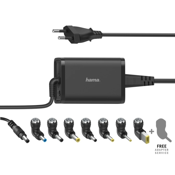 Hama Essential Fuente De Alimentacion Universal Para Portatil - Potencia 65W - Voltaje 15-19V - Cable De Entrada 1.2M - Cable De Salida 1.15M - Color Negro