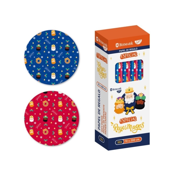 Bismark Navidad Reyes Magos Rollo De Papel Regalo - Medidas 70Cmx200Cm - 2 Diseños Diferentes