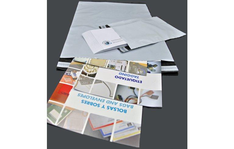 Bolsas Mensajería Estándar Plástico Opaco 350X450+40 Solapa Blanco / Interior Negro -Pack De 100Ud-