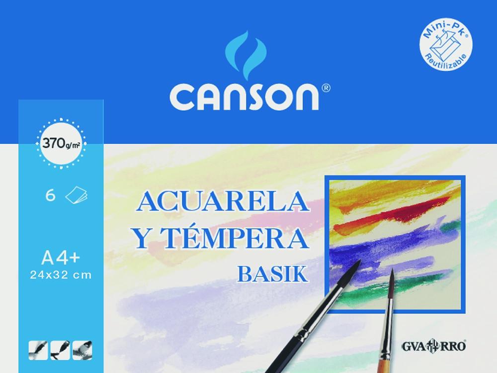Canson Minipack Acuarela Y Témpera Basik 6 Hojas 24X32Cm + 20% De Hojas Gratis