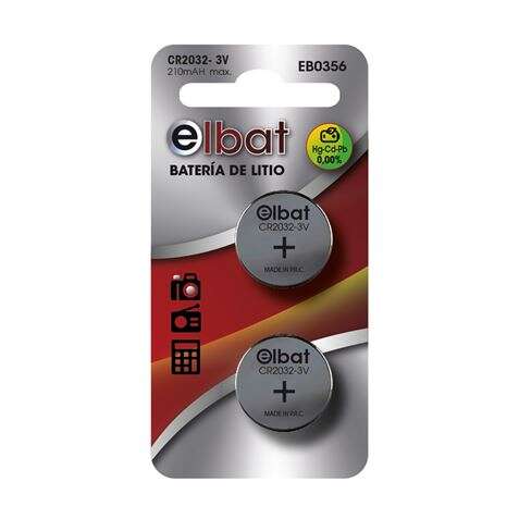 Elbat Pack De 2 Pilas Litio De Boton Cr2032 3V