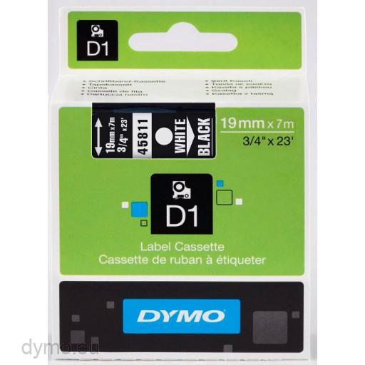 Dymo Cinta De Transferencia Térmica D1 45811. Etiquetas Estándar Blanco Sobre Negro De 19Mmx7M. Poliester Autoadhesiva. Rotuladora Labelmanager