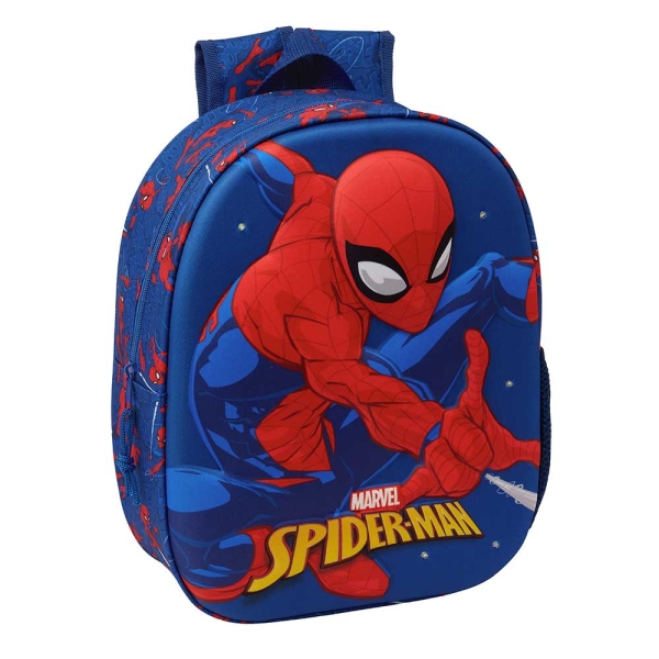 Safta Spider-Man 3D Mochila 3D - Luces Led - Portabotellas - Hombreras Acolchadas - Asa Superior - 8.64L - 270X100X330Mm - Color Azul