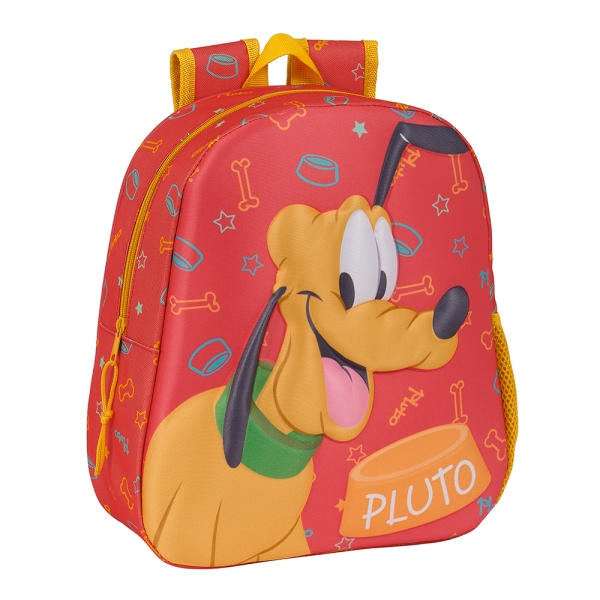 Safta Pluto Mochila 3D De 8.64L - Portabotellas - Tarjeta De Identificacion Personal - Hombreras Acolchadas - 27X33X10Cm - Color Rojo