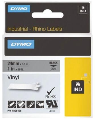 Dymo Rhino Cinta De Etiquetas Industrial Adhesiva Id1-12, Blanco Sobre Negro De 12Mmx5´5M, Vinilo