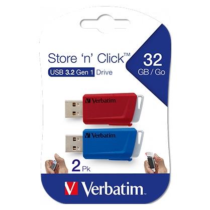 Verbatim Pendrive Store´n´click 32Gb Usb 3.2 C/Ranura Para Colgar Colores Surtidos -Multipack 2U-