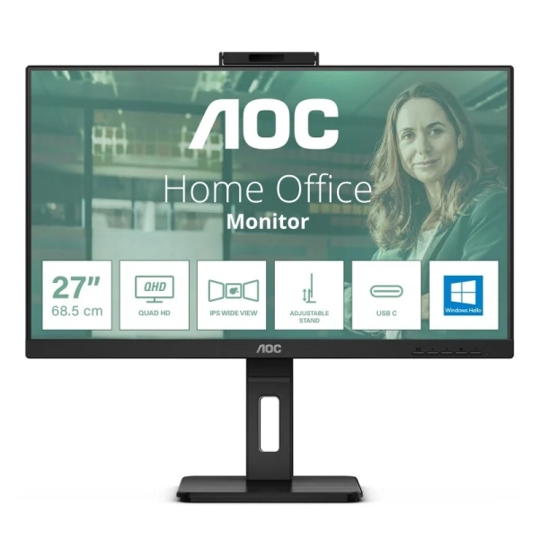 Aoc 24P3Qw Monitor 23.8" Wled Ips Fullhd 120Hz - Respuesta 4Ms - Ajustable En Altura, Giratorio E Inclinable  - Altavoces 10W - Usb, Hdmi, Displayport, Webcam - Vesa 100X100