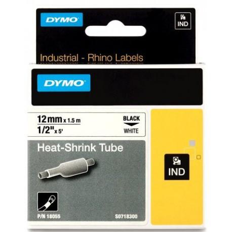 Dymo Rhino Cinta  Id1-12, Negro Sobre Blanco, 12Mmx1´5M, Tubo Termorretractil (S0718300)