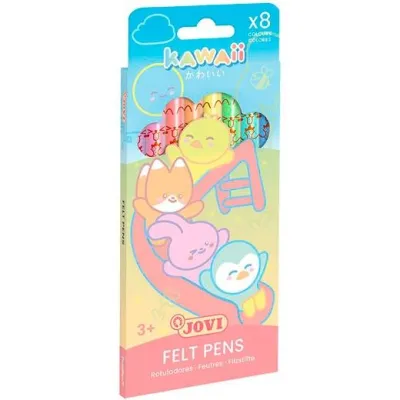 Jovi Rotuladores Kawaii Felt Pens C/Surtidos Pastel Estuche 8 Ud