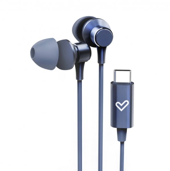 Energy Sistem Metallized Auriculares Con Cable Tipo C - Microfono - Controlador De 3 Botones - Funda De Transporte - Color Azul