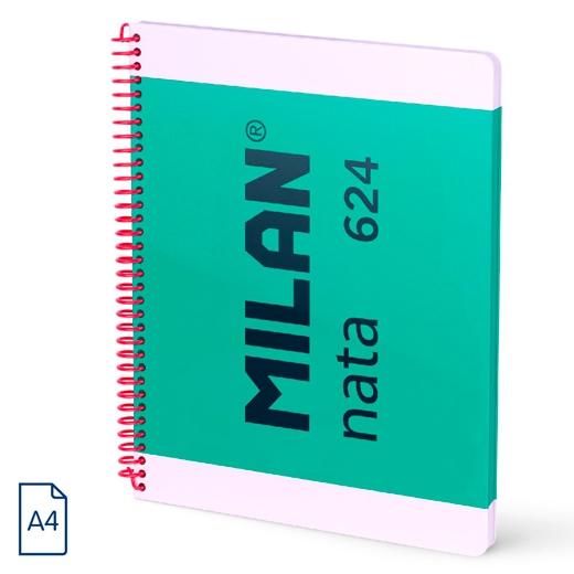 Milan Cuaderno Espiral A4 80H 95Gr 5X5Mm Tapa Dura Colección Nata® 624 Since 1918 Verde