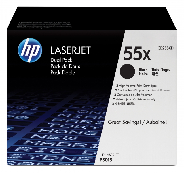 Hp Ce255Xd Negro Pack De 2 Cartuchos De Toner Original - 55X