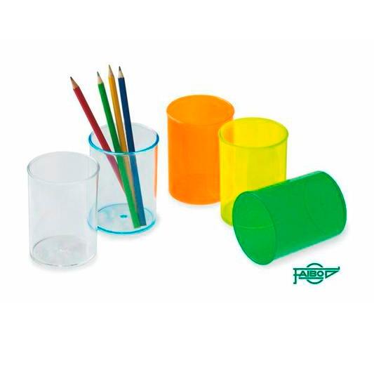 Faibo Cubilete Portalápices Plástico Transparente Cristal