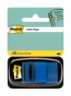 Post-It Index Dispensador Con 50 Marcadores Reposicionables 25.4 X 43.2Mm - Adherencia Firme - Para Marcar, Señalar O Destacar Informacion - 7100089834 - Color Azul