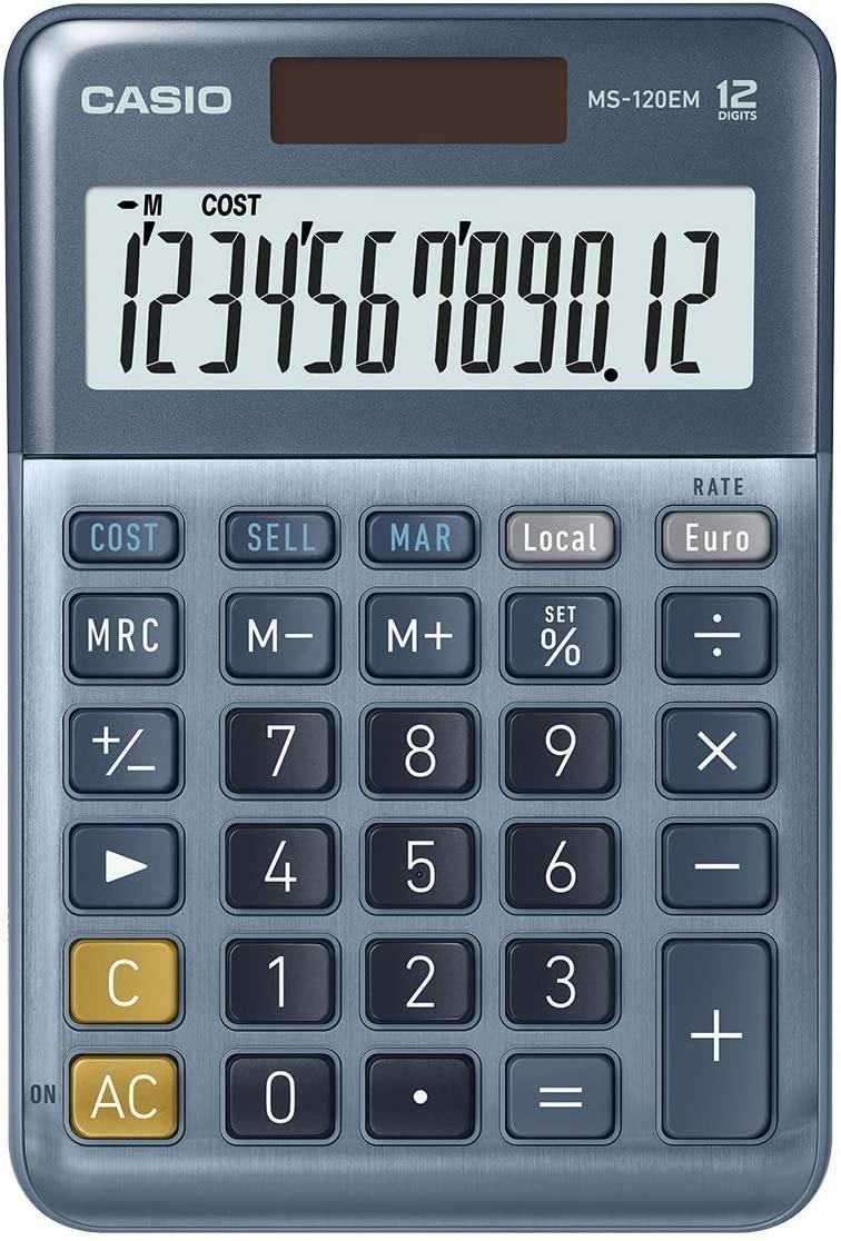 Casio Calculadora De Oficina Sobremesa Azul Ms-120Em