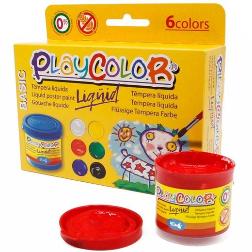 Playcolor Set 6 Botes Témpera Líquida Básic 40Ml C/Surtidos