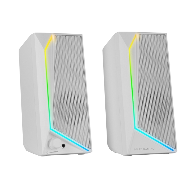 Mars Gaming Ms72 Altavoces Gaming De 15W - Luces Rgb - Jack 3.5Mm - Procesador De Sonido Dsp - 178X79X110Mm - Color Blanco