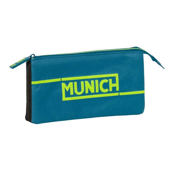 Safta Munich Land Portatodo - 3 Compartimentos Con Cremalleras - Bolsillo Interior - 0.6L - 220X30X120Mm - Color Azul Oscuro
