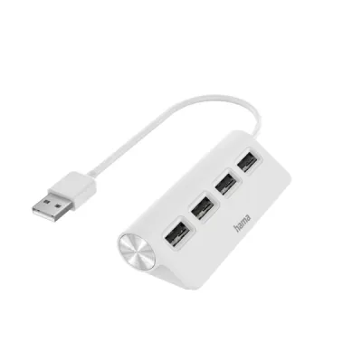 Hama Essential Hub Usb 2.0 - Cable Usb-A Integrado De 15Cm - Usb-A Hembra X4 - Color Blanco
