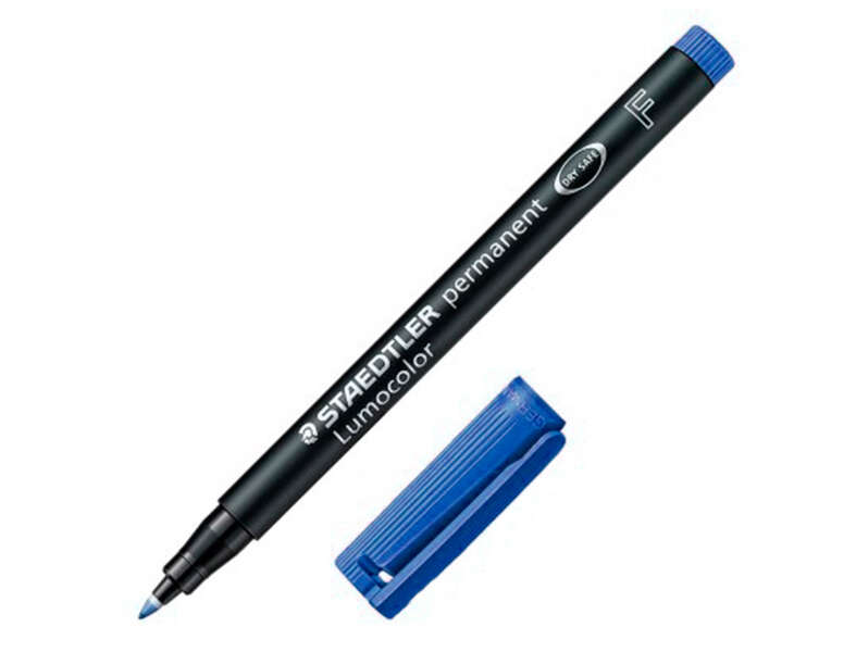 Staedtler Lumocolor 318 Rotulador Permanente - Punta Fina Redonda - Trazo 0.6Mm - Capuchon Con Clip - Secado Rapido - Color Azul