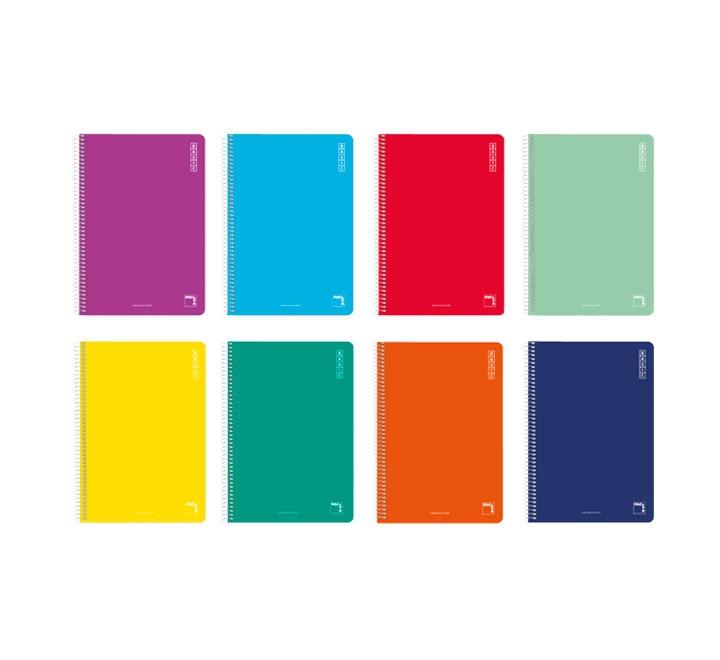 Pacsa Cuaderno Basic 80H Folio 60Gr 4X4Mm Tapas Cartón Pack 10 Ud Colores Surtidos