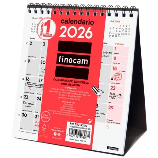Finocam Calendario De Sobremesa Para Escribir Xs-140X150Mm Mv Neutro 2026