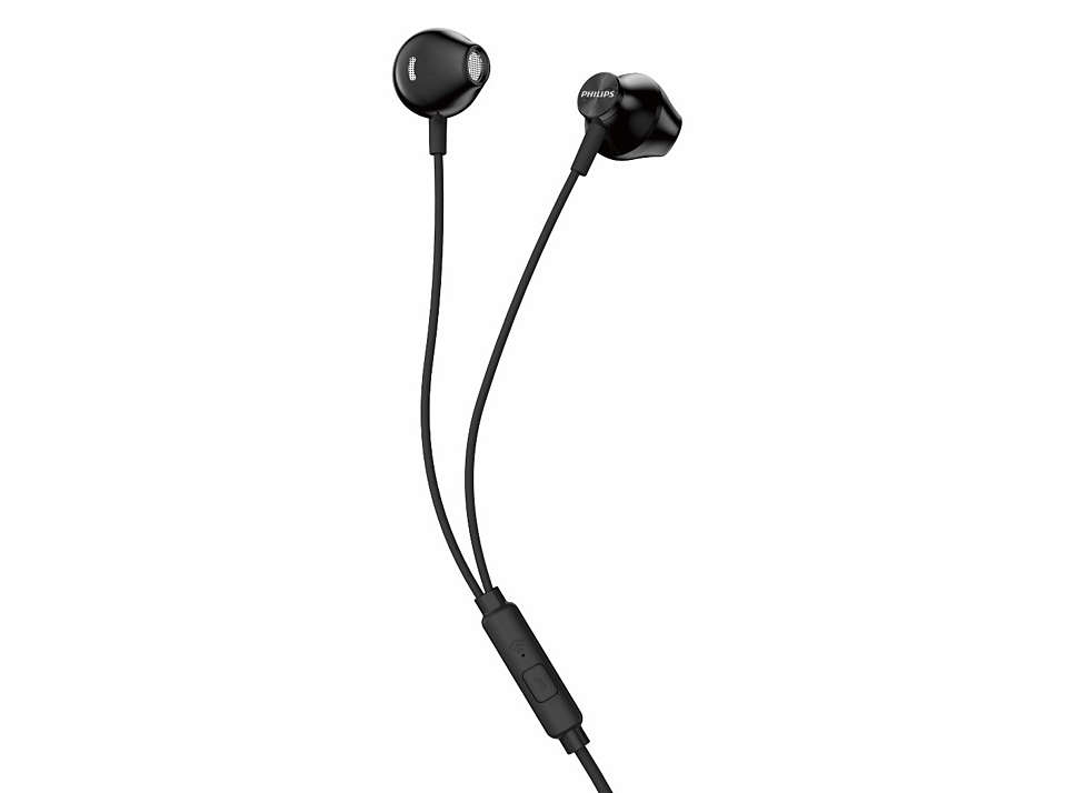 Philips Taue101 Auriculares In‑Ear Con Microfono - Sonido De Graves Bass Sound - Controladores 14.2Mm Con Iman Neodimio - Frecuencia 20Hz‑20Khz - Sensibilidad 106Db - Cable 1.2M Con Jack 3.5Mm - Color Negro