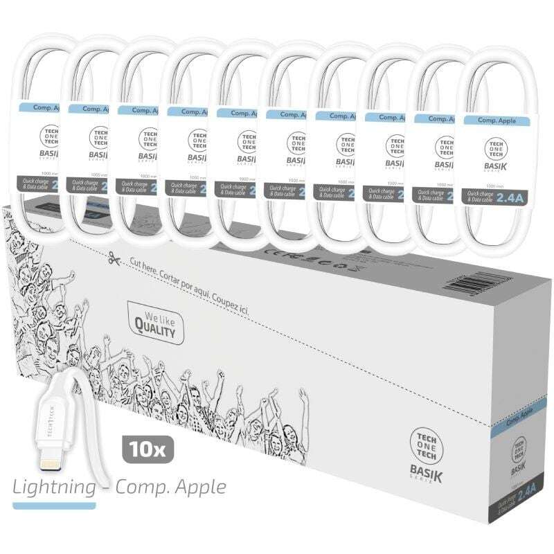 Techonetech Basik Pack De 10 Cables Usb Macho - Lightning Macho - Longitud 1M