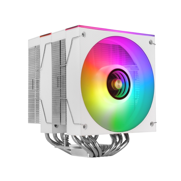 VENTILADOR CON DISIPADOR DE CPU MARS GAMING MCPUX26W TDP 350W DOBLE TORRE PWM ARGB BLANCO