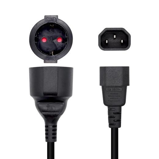 Aisens Cable Alimentación 16A Adaptador Para Sais C14/M A Cee7/H 25Cm Negro