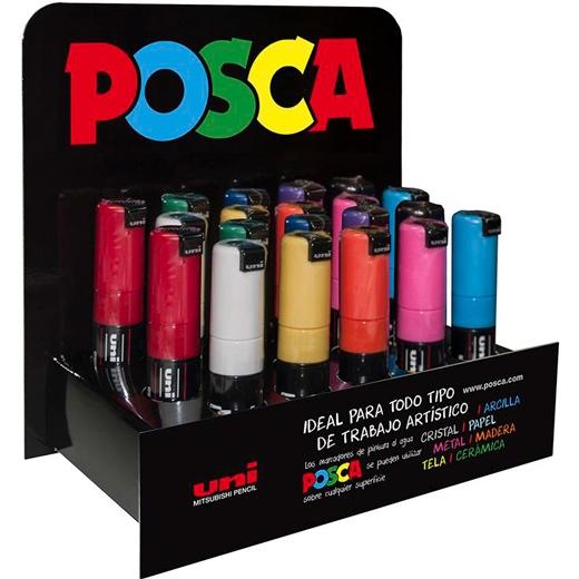 Posca Marcador  Pc-8K/20P No Permanente Punta Biselada 8.0Mm Colores Surtidos -Expositor 20U-