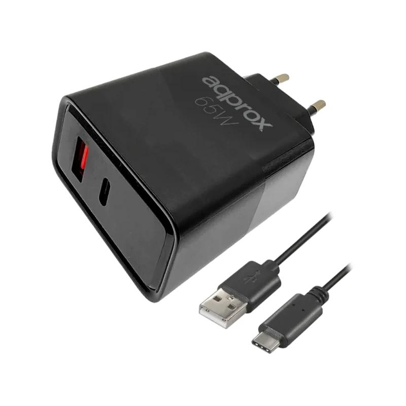 Approx Cargador 65W Qc 1 X Usb A+ 1 X Usb C+Cable