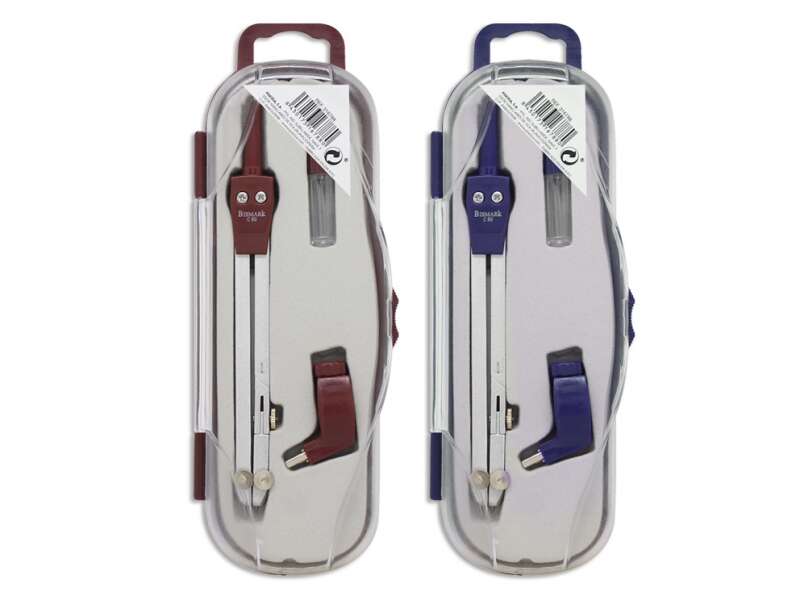 Bismark Compas Escolar Con Articulacion Y Adaptador Universal - Incluye Tubo De Minas - Presentado En Estuche De Plastico - 2 Colores Aleatorios