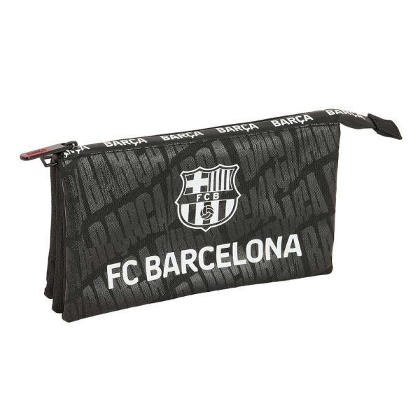 Safta F.c.barcelona Portatodo - 3 Compartimentos Con Cremalleras - Bolsillo Interior - 0.6L - 220X30X120Mm - Color Negro