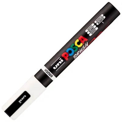 Posca Marcador Pc-5Br Brush Punta M Semiflexible Blanco