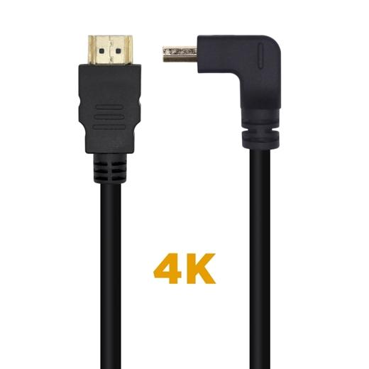 Aisens Cable Hdmi V2.0 Acodado Premium Alta Velocidad Hec 4K@60Hz 18Gbps A/M - A/M Negro 2M