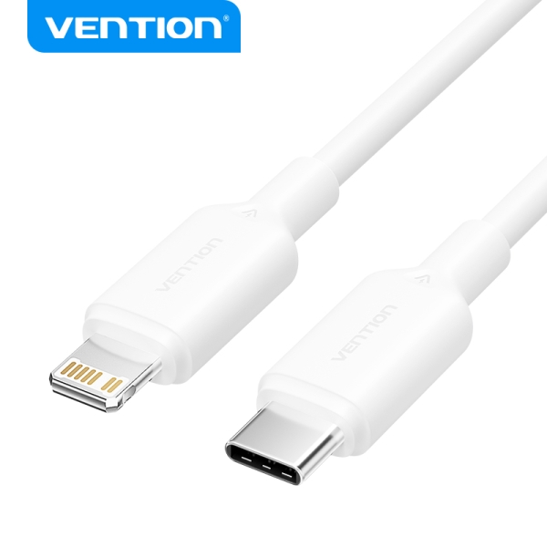 Vention Cable Usb 2.0 Tipo C A Lightning - Conector Niquelado - Potencia 27W - Corriente 3A - 2M - Color Blanco