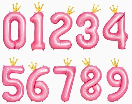 Oh Yeah Globo Poliamida Nº2 Con Corona 115Cm Rosa Pastel Y Oro