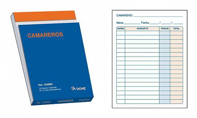 Dohe Talonario Camareros 1/8 Bolsillo Duplicado Autocopiativo