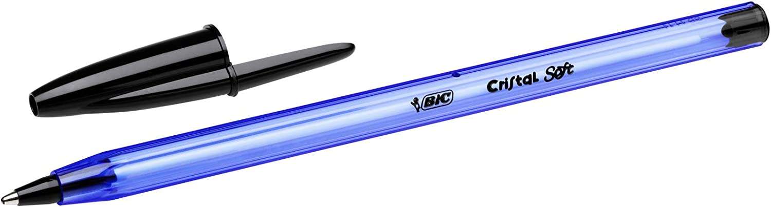 Bic Cristal Soft Boligrafos De Bola - Punta Media De 1.2Mm - Trazo 0.45Mm - Escritura Mas Fluida - Color Negro