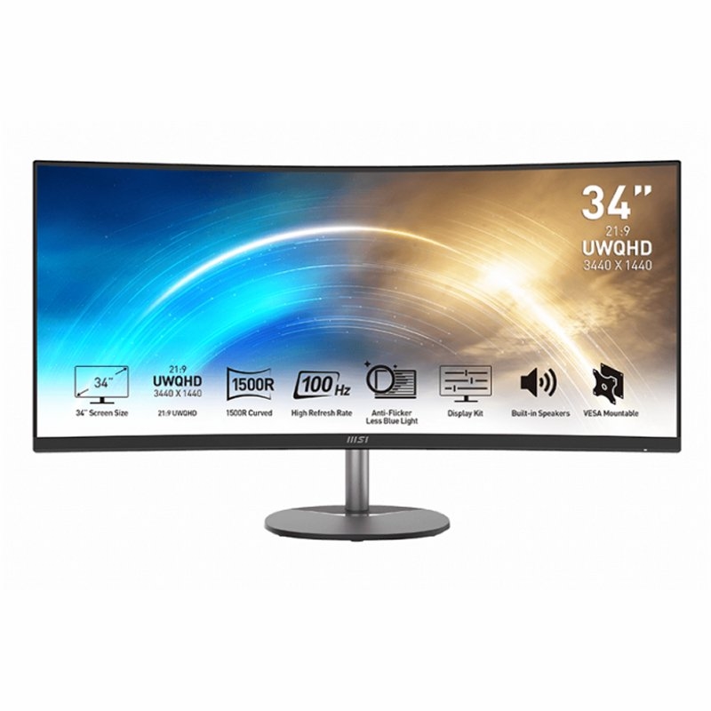 Msi Mp341Cq Monitor34" Uwqhd Vga Hdmi Mm Curv