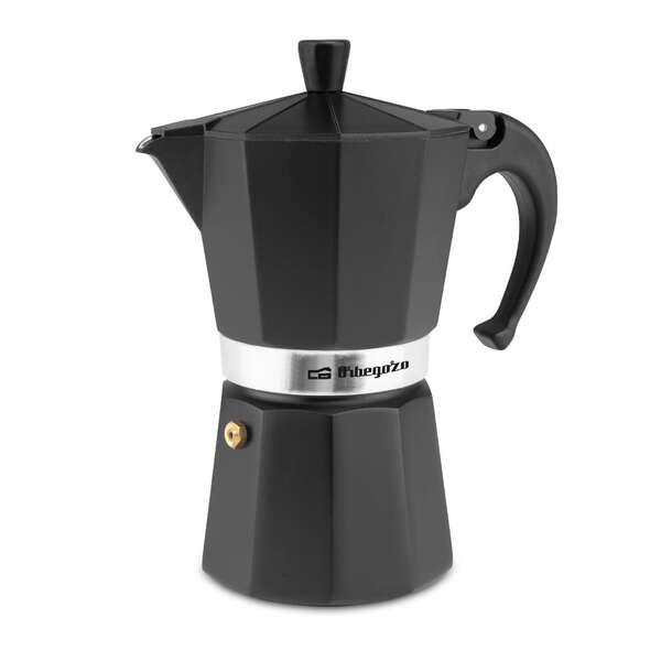 Orbegozo Kfn 610 Cafetera De Aluminio Negra - Capacidad Para Seis Tazas - Utilizable En Cocinas A Gas - Electricas Y Vitroceramica - Asa Ergonomica - Facil De Limpiar - Valvula De Seguridad