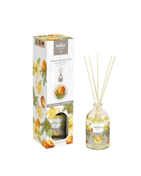 Prady Ambientador Mikado Oriental Journey - Frasco De Cristal 100 Ml Y Varitas Difusoras