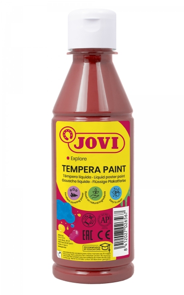 Jovi Tempera Paint Tempera Liquida 250Ml - Base Agua - Lista Para Usar - Alto Poder Cubriente - Secado Rapido - Excelente Fluidez - Adherencia En Multiples Superficies - Color Marron