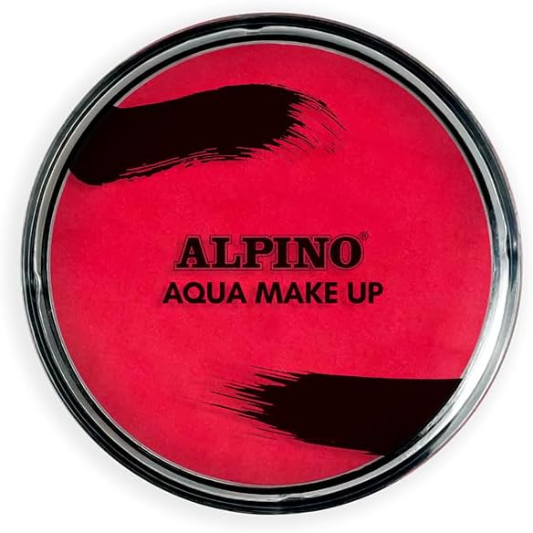Alpino Aqua Make-Up Polvera De Maquillaje Facial Acuarelable - Se Lava Con Agua Y Jabon - Color Rojo