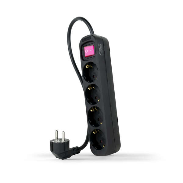 Nanocable Regleta De Proteccion Con 4 Shuckos - Cable De 1.40M - Interruptor On/Off - Color Negro