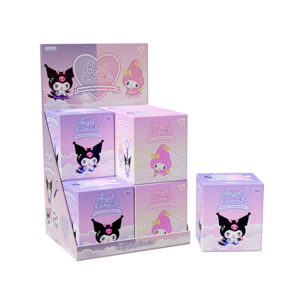 Comansi Display Figuras Angel & Devil 8 Unidades - Kuromi Y My Melody - 2 Modelos - 3 Accesorios Exclusivos - Hanger Colgante Para Mochila