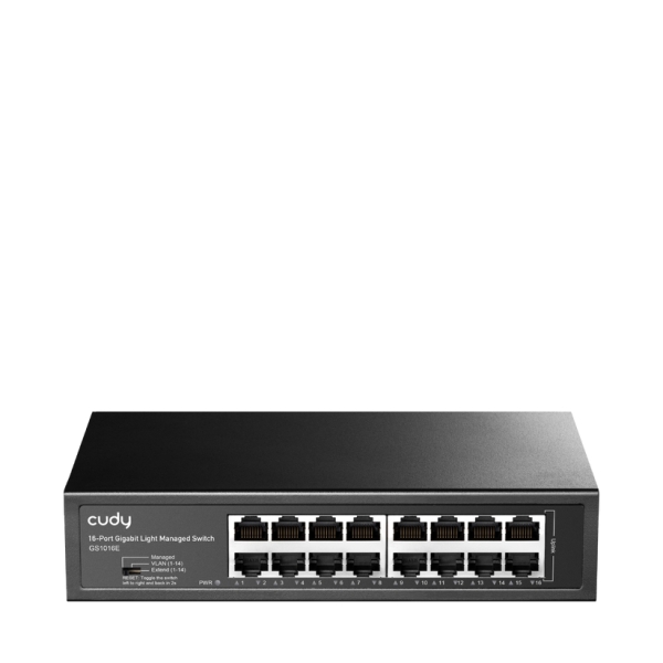 Cudy Switch Gigabit De 16 Puertos - Facil Administracion - Carcasa De Metal Para Montaje En Rack - Plug And Play - Kit De Montaje En Rack Incluido - Color Negro